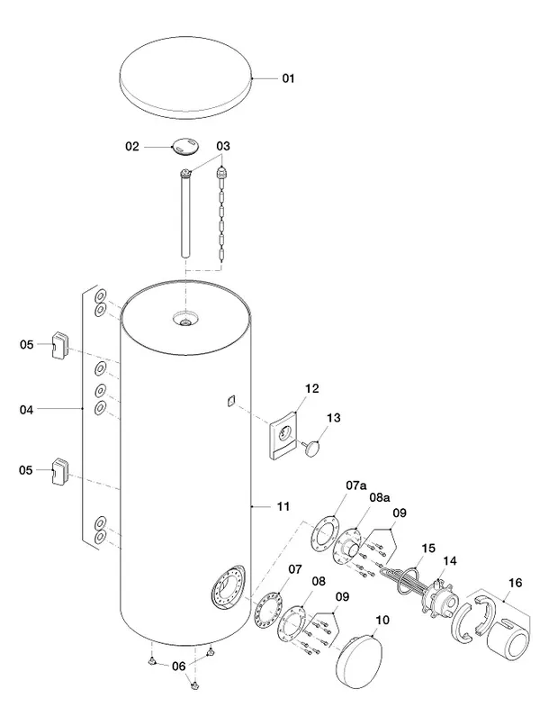 Exploded view Vaillant uniSTOR VIH RW 300/3 BR: Totaaloverzicht