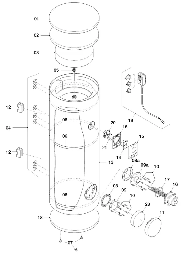 Exploded view Vaillant uniSTOR VIH SW 500/3 MR: Totaaloverzicht