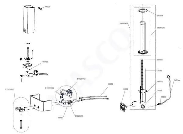 Exploded view Inventum AquaSafe geiservervangingsboiler: Totaaloverzicht