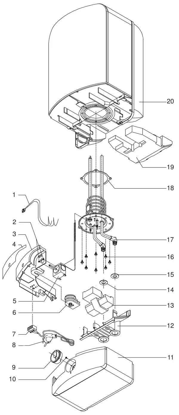 Exploded view Itho Daalderop Close-up 15 (vanaf 1996): Totaaloverzicht