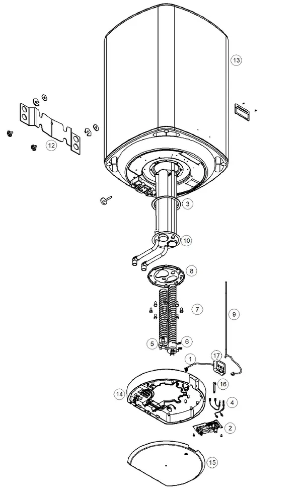 Exploded view Itho Daalderop Mono-plus 30: Totaaloverzicht