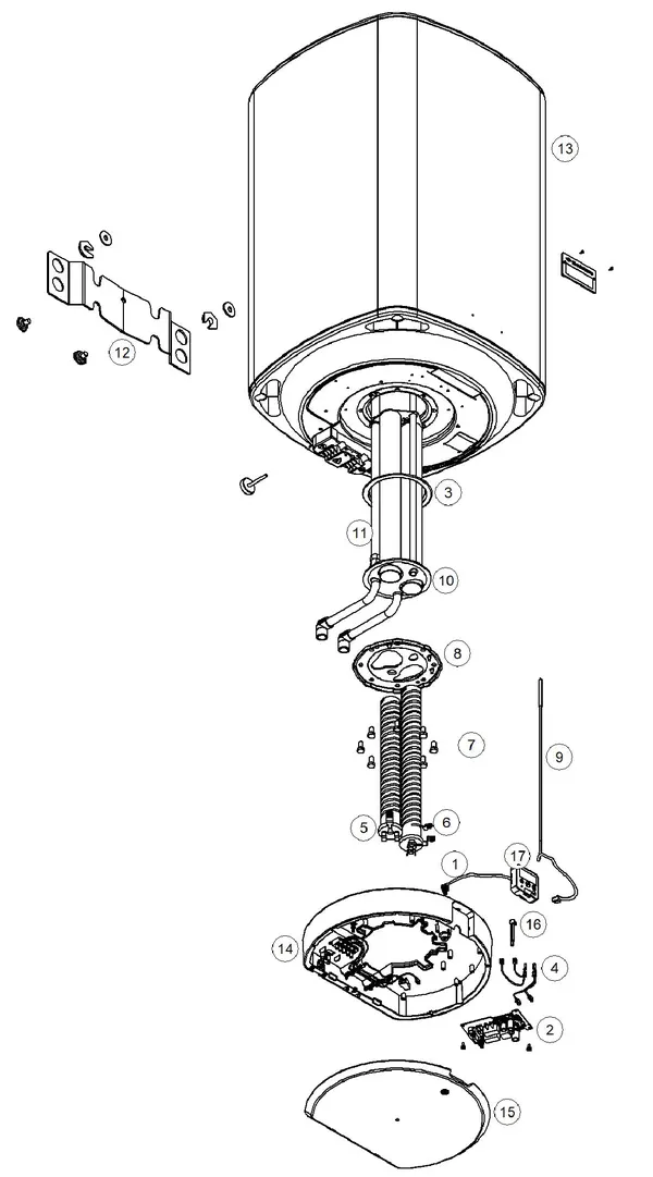 Exploded view Itho Daalderop Mono-plus 80: Totaaloverzicht