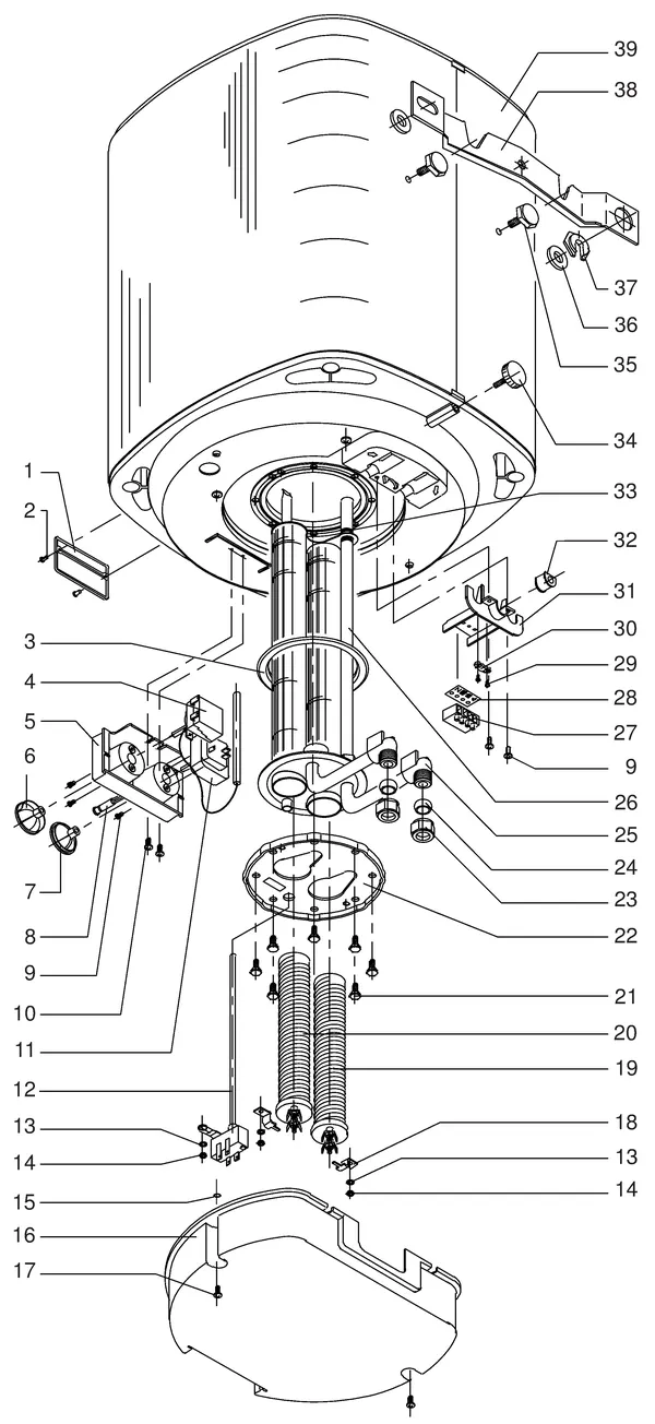 Exploded view Itho Daalderop Duo 120: Totaaloverzicht