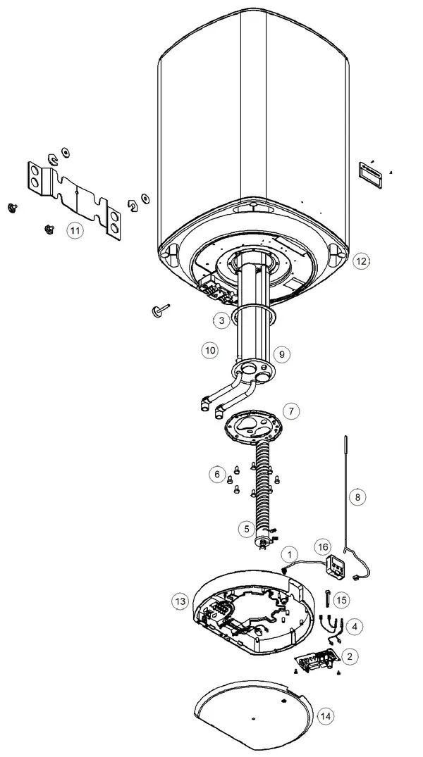 Exploded view Itho Daalderop Smart Boiler Mono 50 03-00339: Totaaloverzicht