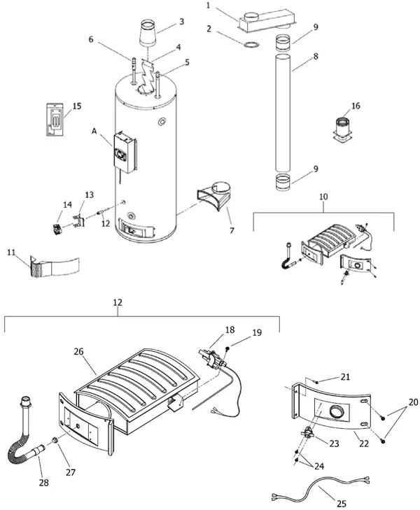 Exploded view Remeha RSC 150 Plus: Boiler