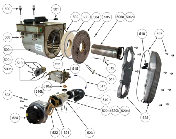 Exploded view Remeha CWH Ace 120/302: Brander wisselaar