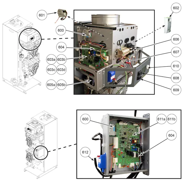 Exploded view Remeha CWH Ace 120/302: Elektra t m serienr 22xxxxxx
