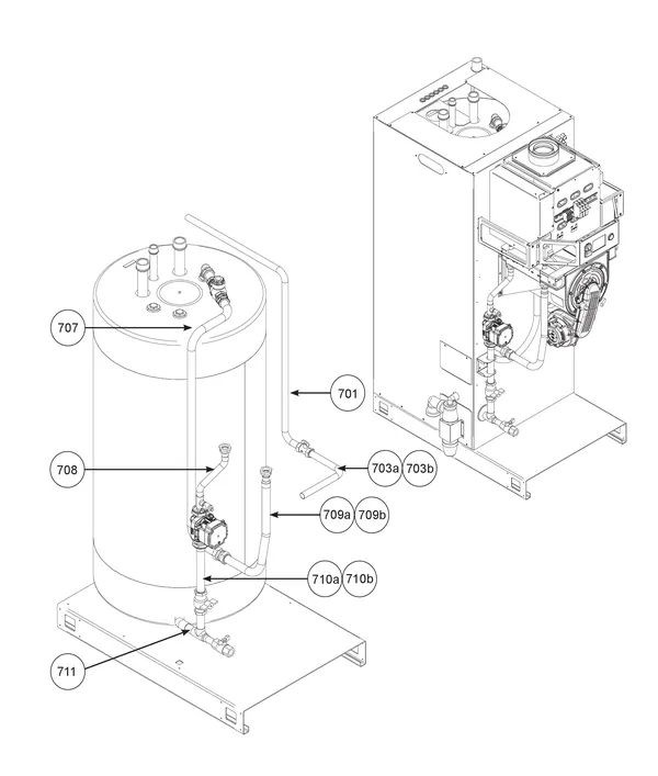 Exploded view Remeha CWH Ace 120/302: Leidingen 1 vanaf serienr 23xxxxxx