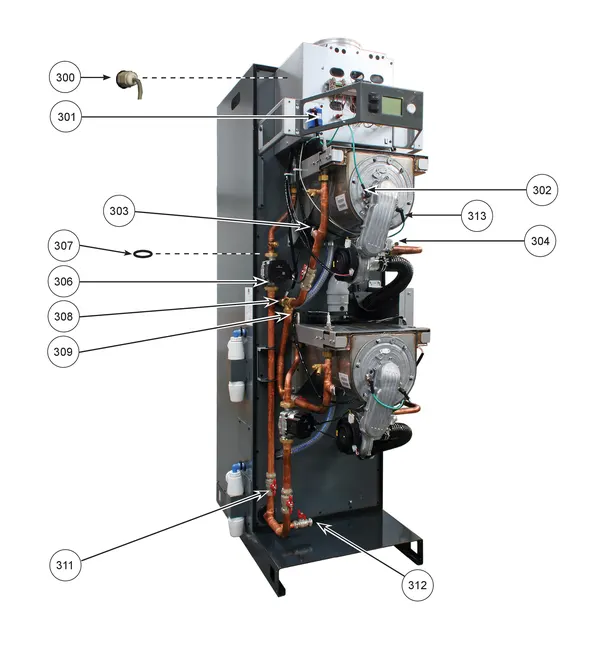 Exploded view Remeha CWH Ace 120/302: Pomp vanaf serienr 23xxxxxx