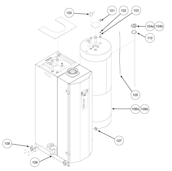 Exploded view Remeha CWH Ace 120/302: Tank t m serienr 22xxxxxx