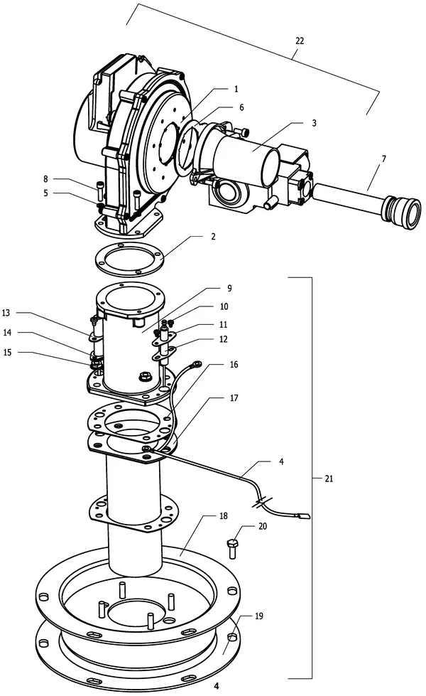 Exploded view Remeha EBW PRO 58-300: Gasblok en ventilator