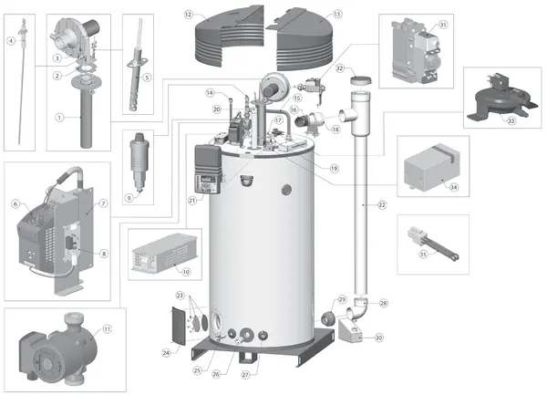 Exploded view A.O. Smith BFC 100: Totaaloverzicht