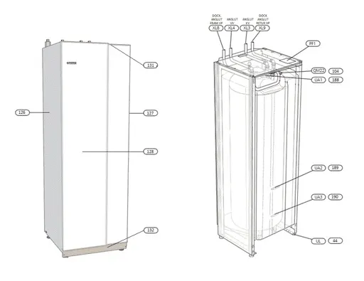 Exploded view Nibe VPB 300-R: Totaaloverzicht