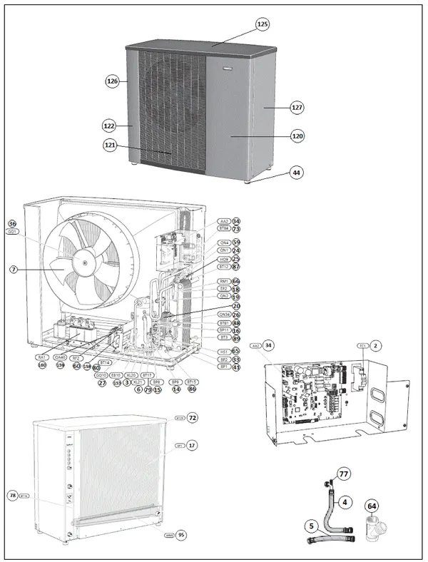 Exploded view Nibe Fighter F2120-12 | 064137: Totaaloverzicht