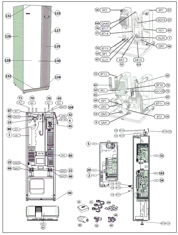 Exploded view Nibe F1255-12 R | 065402: Totaaloverzicht