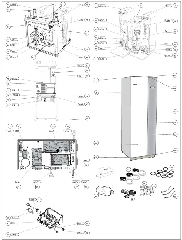 Exploded view Nibe F1145-8 EXP | 065095: Totaaloverzicht