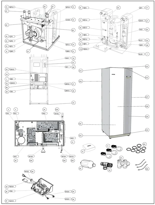 Exploded view Nibe F1145-12 EXP | 065097: Totaaloverzicht