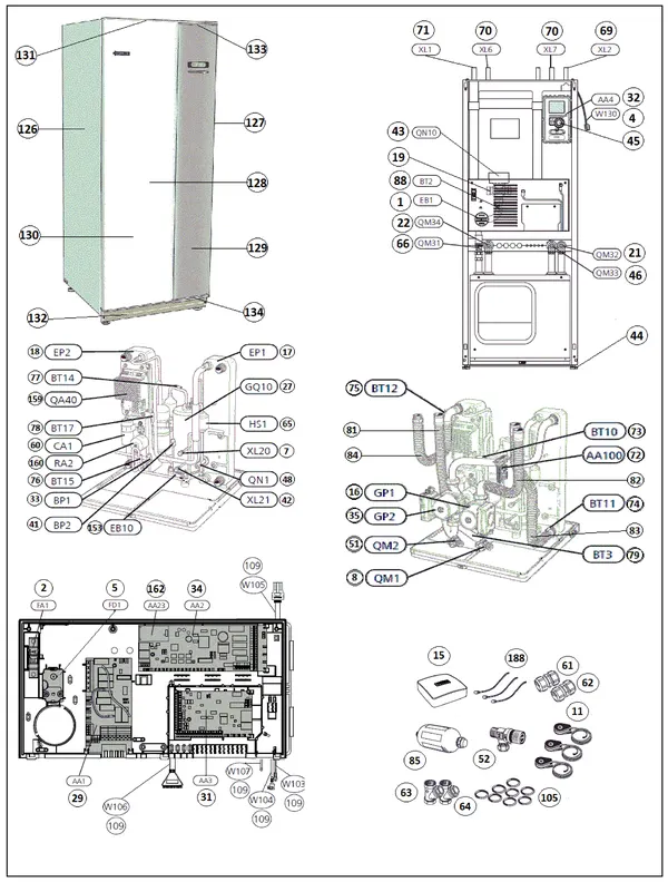 Exploded view Nibe F1155-6 EXP | 065294: Totaaloverzicht