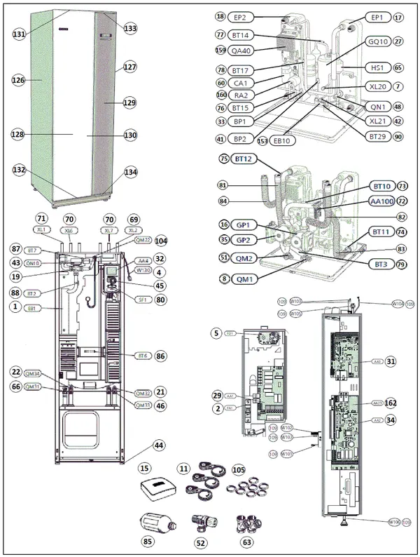 Exploded view Nibe F1255-6 R | 065269: Totaaloverzicht