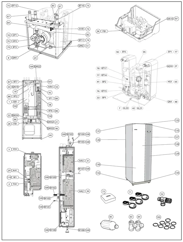 Exploded view Nibe F1245-6 R | 065080: Totaaloverzicht