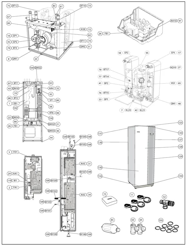 Exploded view Nibe F1245-8 R | 065081: Totaaloverzicht