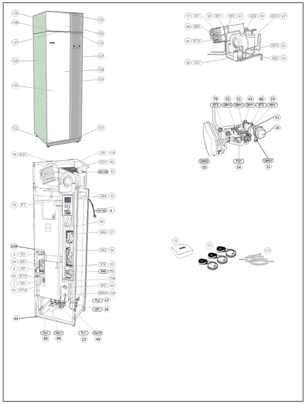 Exploded view Nibe F370 RF 3x400V | 066056: Totaaloverzicht