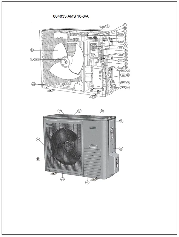 Exploded view Nibe AMS 10-8 A | 064033: Totaaloverzicht