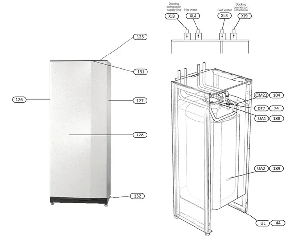Exploded view Nibe VPB S200 R: Totaaloverzicht