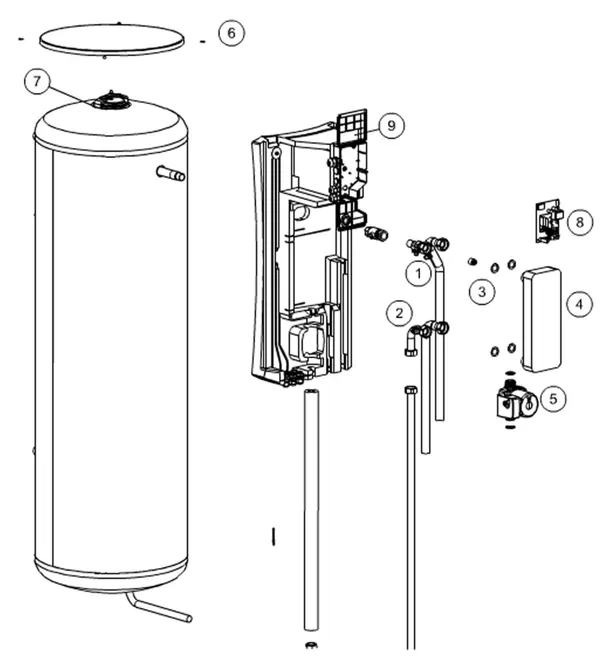 Exploded view Itho Daalderop OLB2 500 DDS: Totaaloverzicht