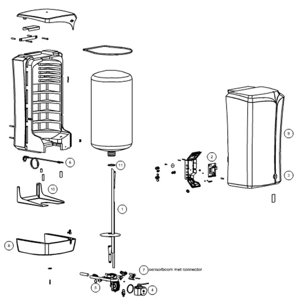 Exploded view Itho Daalderop Boost boiler LB90: Totaaloverzicht