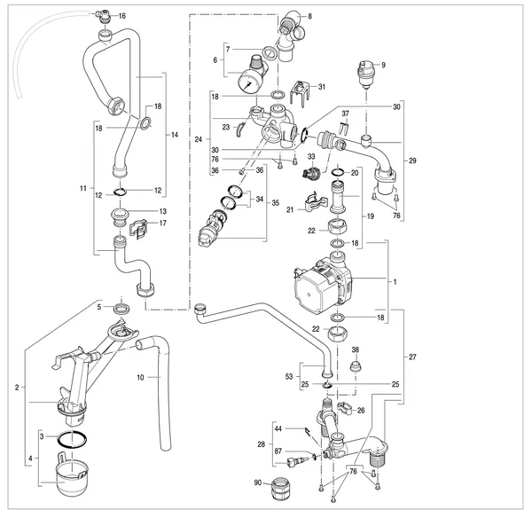 Exploded view Nefit (Bosch) 9700i HR25: Hydrauliek