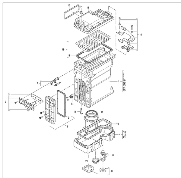 Exploded view Nefit (Bosch) 9700i HR25: Warmtewisselaar