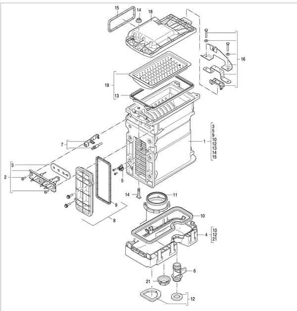 Exploded view Nefit (Bosch) 9700i HR35: Warmtewisselaar