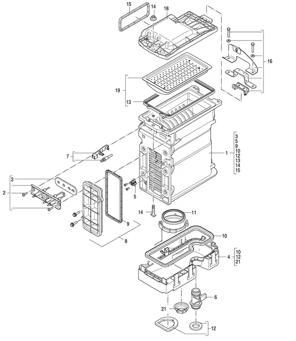 Exploded view Nefit (Bosch) 9700i HR50: Warmtewisselaar