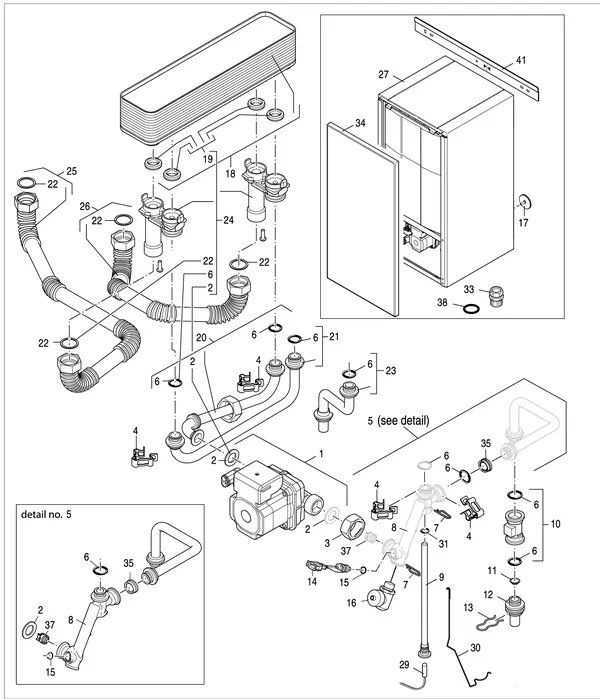 Exploded view Nefit (Bosch) 9700i AquaPower Plus HRC30 CW6: Boiler