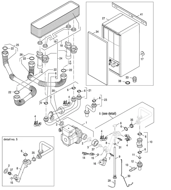 Exploded view Nefit (Bosch) 9700i AquaPower Plus HRC45 CW6: Boiler