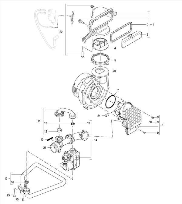 Exploded view Nefit (Bosch) 9700i AquaPower Plus HRC45 CW6: Gasregelblok