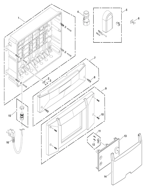Exploded view Remeha Elga Ace Control Box monoblock: Behuizing