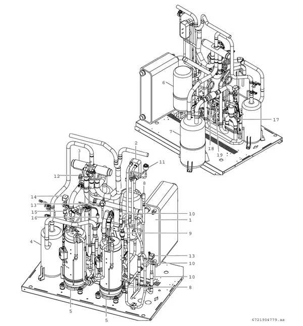 Exploded view Bosch Compress 3000 AWP (CS3000AWP 53 P): Compressor platenwisselaar