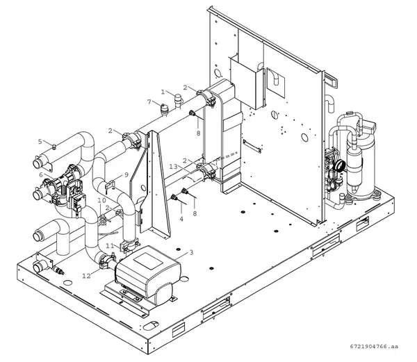 Exploded view Bosch Compress 3000 AWP (CS3000AWP 19 S): Inverterpomp warmwater omschakelventiel