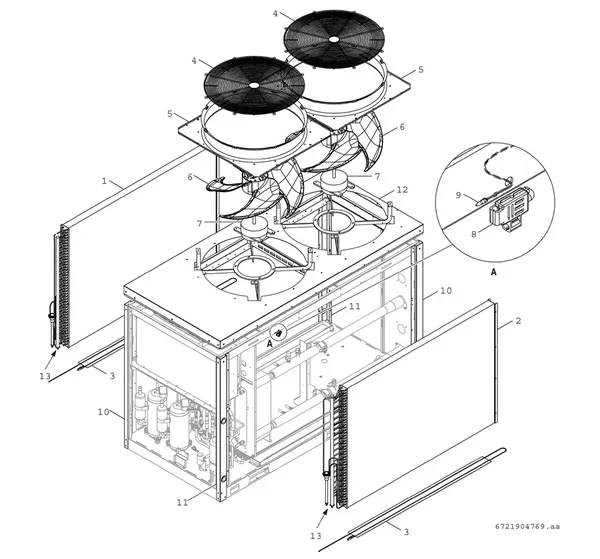 Exploded view Bosch Compress 3000 AWP (CS3000AWP 36 MBC): Ventilator warmtewisselaar