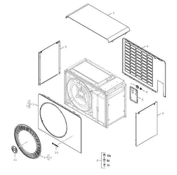 Exploded view Bosch Compress 5800i AW 4 OR-S: Toestelmantel