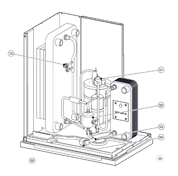 Exploded view Itho Daalderop 5e generatie WPU 18-KC (03-00662): Koelzijdig