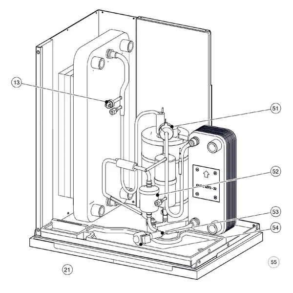 Exploded view Itho Daalderop 5e generatie WPU 18-E (03-00663): Koelzijdig