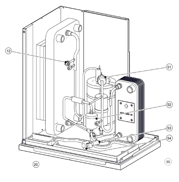 Exploded view Itho Daalderop 5e generatie WPU 18-C (03-00719): Koelzijdig