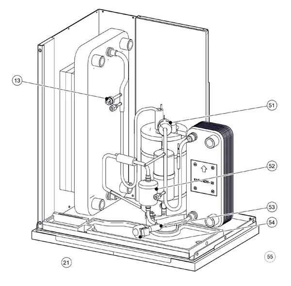 Exploded view Itho Daalderop 5e generatie WPU 18-COE (03-00664): Koelzijdig