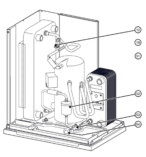 Exploded view Itho Daalderop 5e generatie WPU 45-GE (03-00755): Koelzijdig