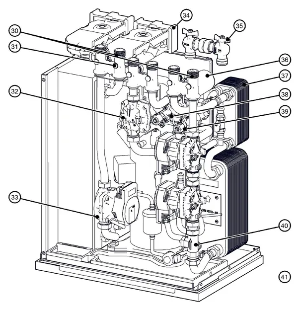 Exploded view Itho Daalderop 5e generatie WPU 55-GE (03-00756): Hydraulisch