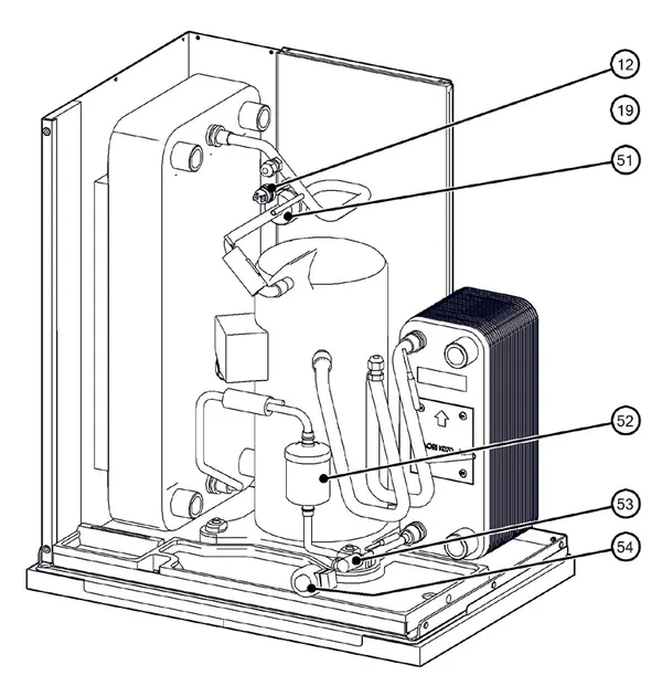 Exploded view Itho Daalderop 5e generatie WPU 55-GE (03-00756): Koelzijdig