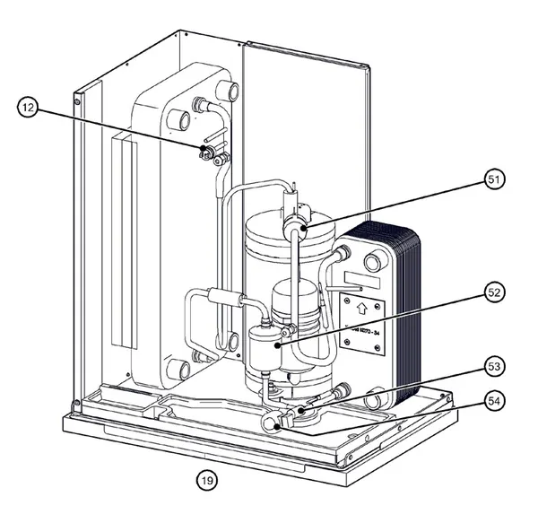 Exploded view Itho Daalderop 5e generatie WPU 25-I (03-00682): Koelzijdig